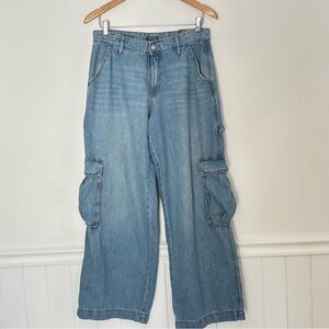 Wild Fable Baggy Cargo Mid Rise Jeans Size 8 x 31 Inseam Wide Leg NEW *J4